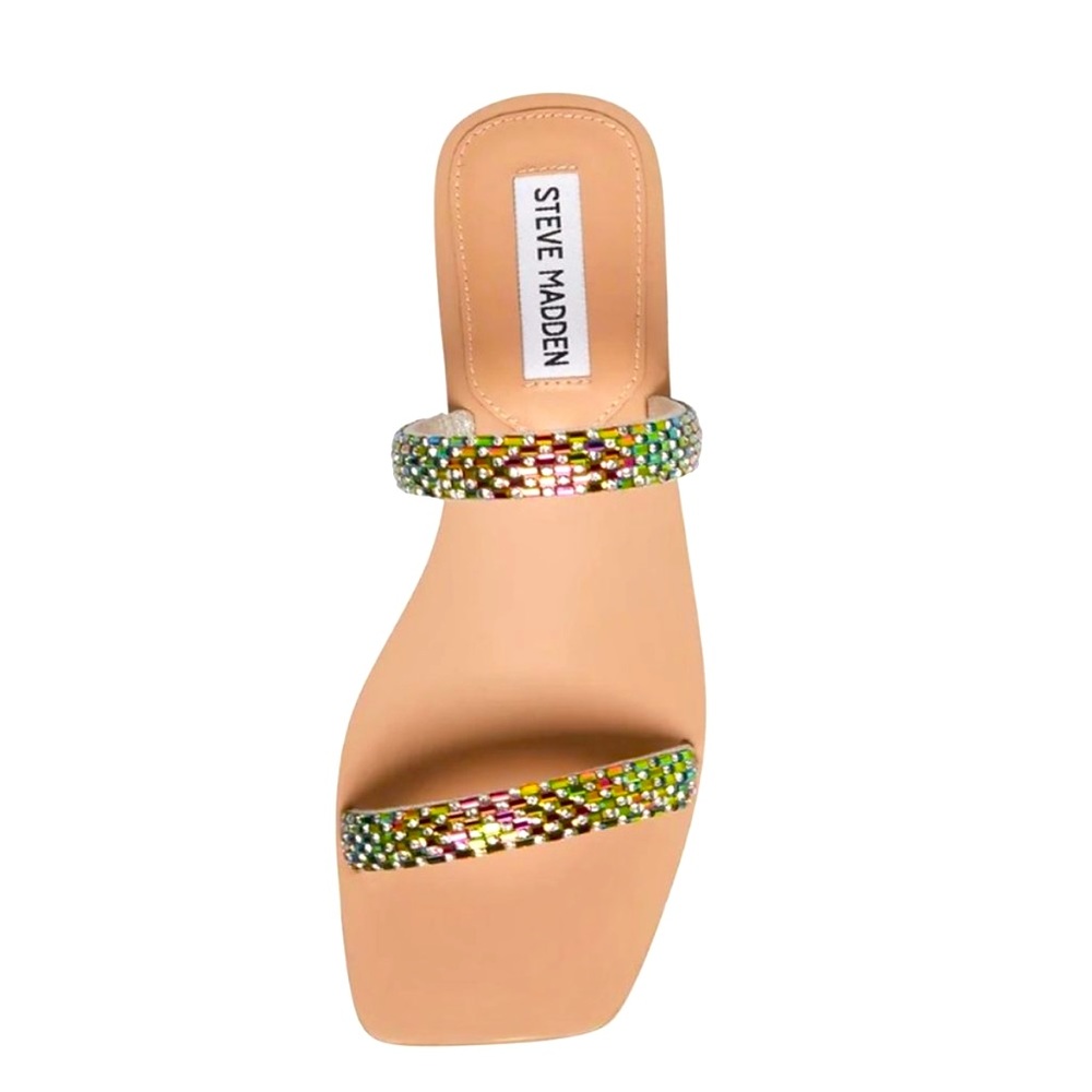 Steve Madden size 8 pedra rhinestone sandal multi colored rainbow. Super cute